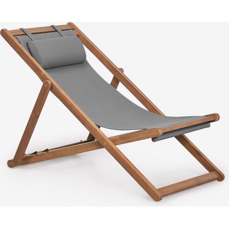 SKLUM Klappbare Holz-Hängematte mit Kissen Kardis Grau Graphit