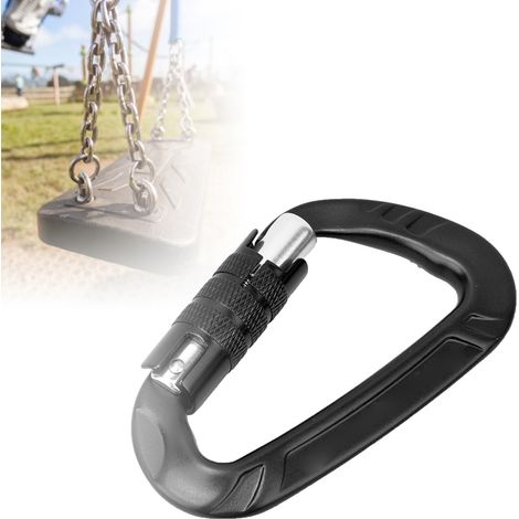 Mousqueton en Aluminium 7075 12KN, Noir - Accessoire de Sécurité Extérieur pour Escalade et Randonnée