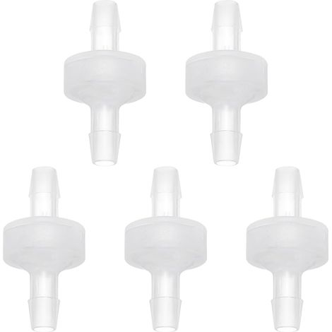 5 Pcs Clapets Anti-Retour 3/16" (5mm) Dia En Plastique PP Connecteur De Tuyau En Ligne Unidirectionnel, Pour Pompe De Réservoir D'Eau D'Air De Liquide De Gaz (1/5)