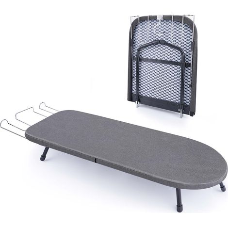 Mini Planche à repasser de table - XIIW - Table à repasser compacte, Pliable, avec repose-fer Crochet de suspension, idéale petits espaces dortoirs et voyages, 83 x 31 cm, Noir