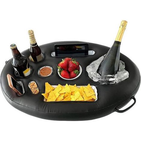 Porte boissons gonflable piscine pour spa plage lac support flottant verre nourriture tablette téléphone durable