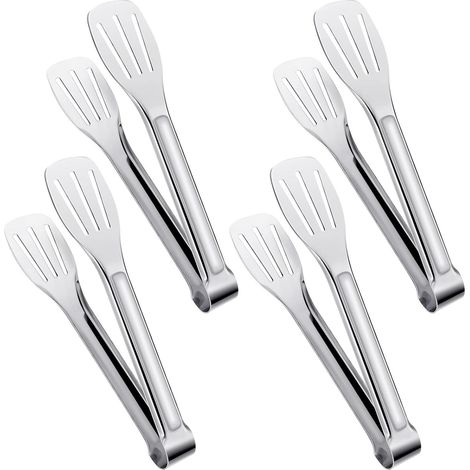Pinces De Cuisine - Acier Inoxydable - 18,5 cm - Antidérapantes Avec Canaux De Drainage - Pour Salades Grillades Et Fritures - Lot De 4
