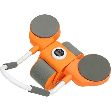 Rouleau abdominal automatique à rebond avec minuterie. Rouleau abdominal orange à double roue pour salle de sport à domicile. (1/5)