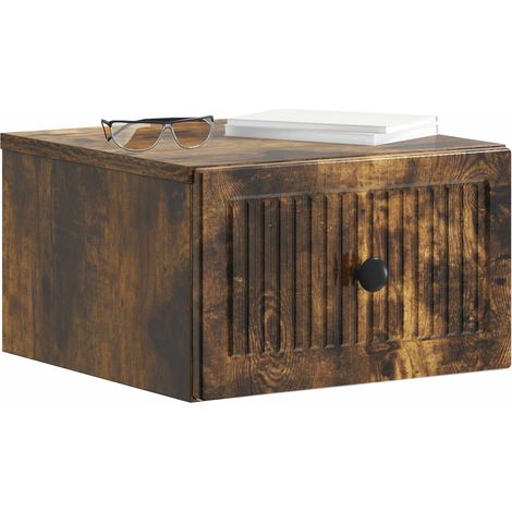 Maison Exclusive - Mobiletto da notte a muro Rovere Fumo 33 x 34,5 x 20 cm