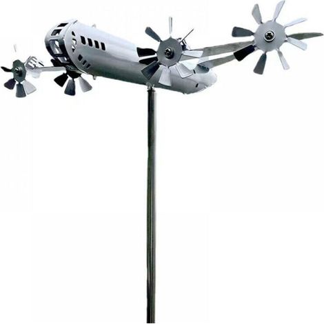 Moulin à vent créatif en métal, objet de décoration polyvalent pour le jardin, fabriqué à partir d'avions. (1/5)