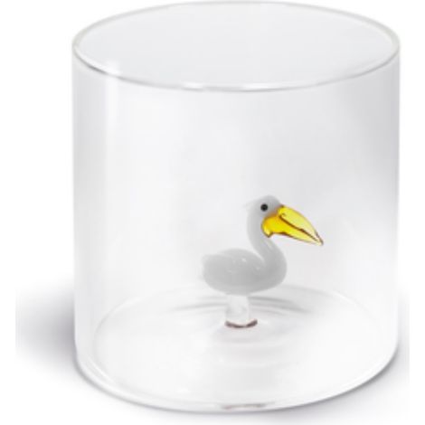 BICCHIERE DA ACQUA 250 ML PELLICANO BIANCO IN VETRO BOROSILICATO