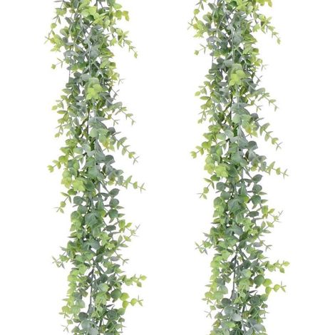 2 Pièces Artificielle Eucalyptus Guirlande Feuilles d'eucalyptus vignes Faite à la Main Guirlande Mariage Verdure Fond Arch Décoration Murale (1/4)