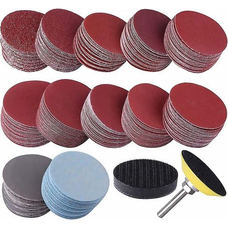 300 disques abrasifs de 50 mm, grains 80, 100, 180, 240, 600, 800, 1000, 1200, 2000 et 3000 (1/5)