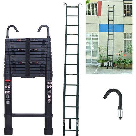 Échelle télescopique Pliable en Aluminium 5m Échelle coulissante antidérapante - pour Grenier, Bureau, Maison de Marchandises - Facile à Transporter, Charge maximale : 150 kg (1/5)