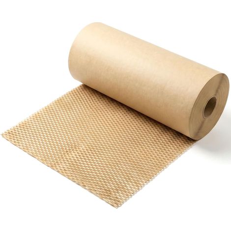 Papier Emballage Nid d'Abeille 30 cm x 50 m, 80 g/㎡ Papier Kraft Rouleau, pour Déménagement, Expédition & Cadeaux (1/5)