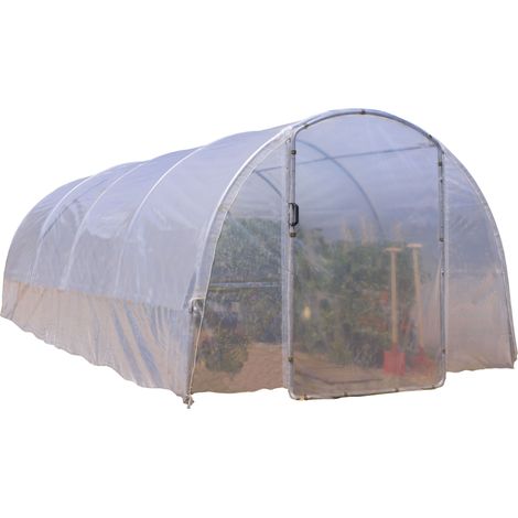 Serre tunnel 3x6m – Armature acier galvanisé – Couverture film polyéthylène 180µ – 2 portes cintrées pour ventilation optimale – Richel