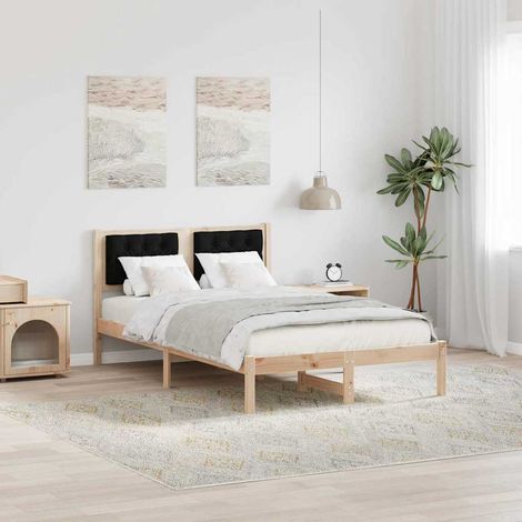 Bettrahmen Schwarz 135 x 190 cm Massives Kiefernholz