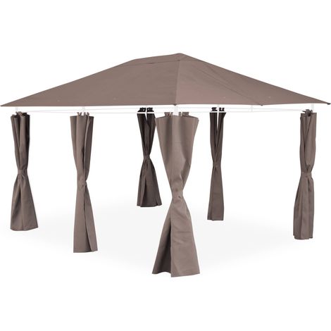 3x4m canopy roof and side curtain kit Beige-brown 299x299x183 cm - Divio