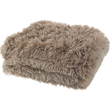 Catherine Lansfield Cuddly Shaggy Plaid, Poliestere, Natural, a una Piazza (1/3)