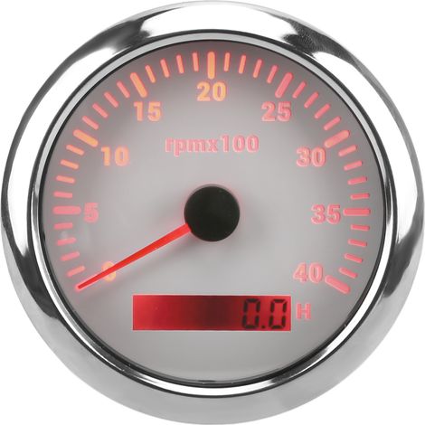 Compteur Tachymètre 85mm 4000 tr/min Étanche IP67 Rétroéclairage 7 Couleurs pour Voiture Bateau Camping-car Yacht Blanc (1/5)