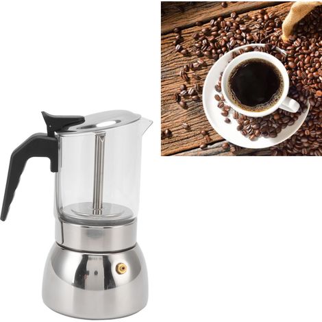 Bouilloire à filtre en verre résistant aux hautes températures, cafetière portable en acier inoxydable, 300 ml. (1/5)