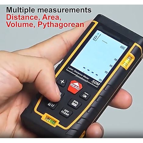 Outil de mesure à distance au laser 0-70 m Outil de mesure de plage en mètre/pouces/pieds Longueur Surface Angle Niveau à bulle (1/3)