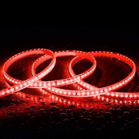 Tira LED Regulable 220V SMD 120 LED/m Color 8.5W/m Ancho 12mm Corte 20cm IP65 a Medida Rojo 1 m (1/4)