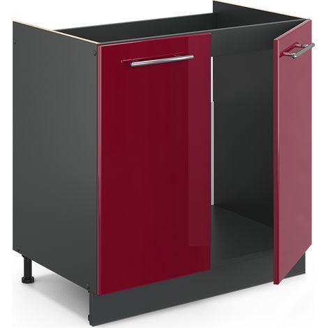 Mobile lavello cucina Fame-Line, Bordeaux lucido, 80 cm senza piano di lavoro, Vicco (1/5)