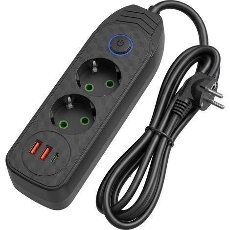 Toolight Power Strip Extension Cord 3 Outlets + 2x Usb-a + Usb-c Jnh023-2b Black (1/5)