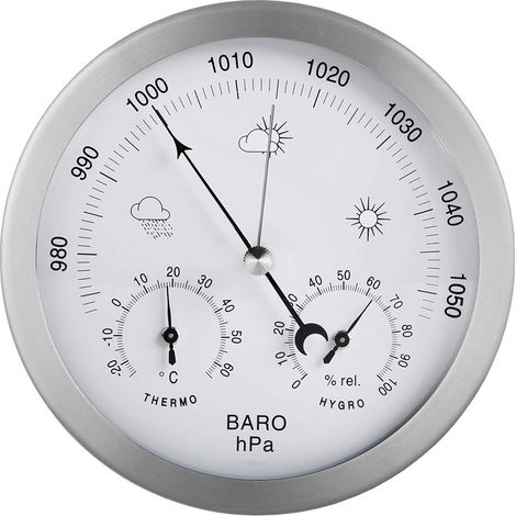 Weather Station - For Indoor and Outdoor Use Diameter Barometer Thermometer Hygrometer 3-in-1 13cm (1/5)
