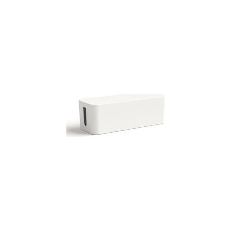 BRAVIX Boîte pour câbles (Boite Rangement pour cables chargeurs et multiprises, boitier cache câbles 40x15,5x13,5cm, pieds en caoutchouc) Blanc