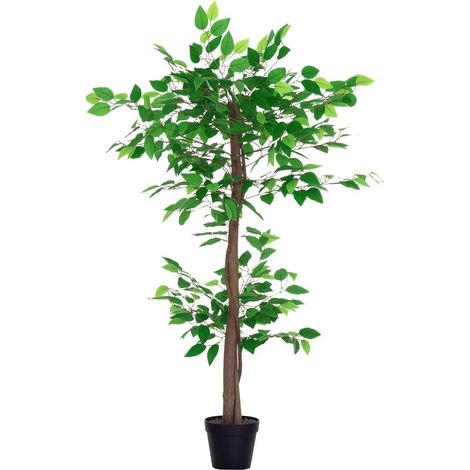 Arbre Artificiel Plante Artificiel ficus Hauteur 1,2 m Tronc Branches Liane Lichen Feuilles Grand réalisme Pot Inclus (1/5)