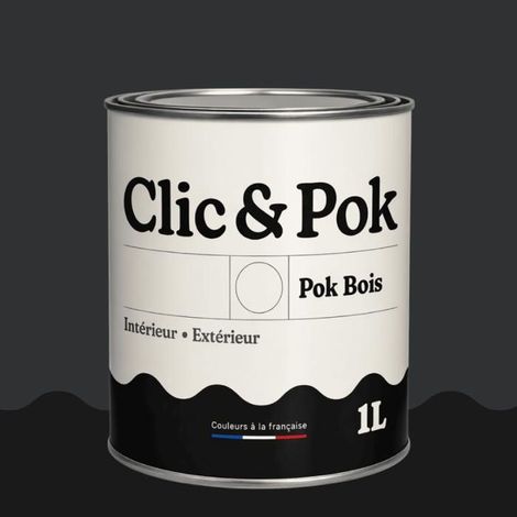 Peinture Bois Extérieur – POK BOIS - 1L - RAL 7021 - Gris noir- Résistante aux intempéries - Ne s'écaille pas