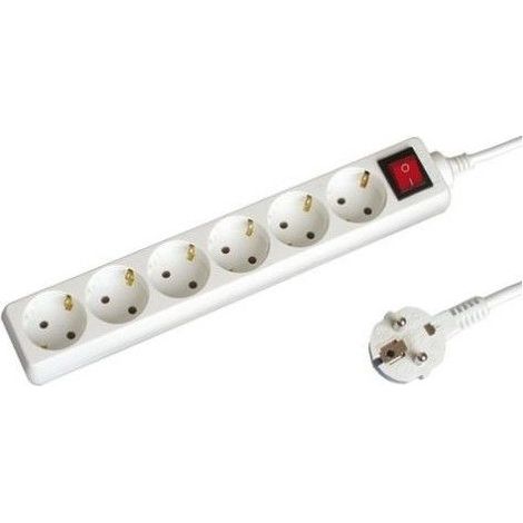 Base multipla 6 prese con interruttore 1,5 m di cavo bianco 3x1mm GSC 0000007