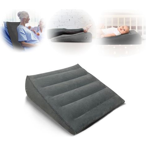 Aufblasbares Dreieckskissen gegen Reflux, Schnarchen, Sodbrennen und GERD. Dreieckiges Positionierungskissen für Knie, Arme, Schwangerschaft und seitliche Schwellungen. (Grau, 60,9 x 63,5 x 20 cm)