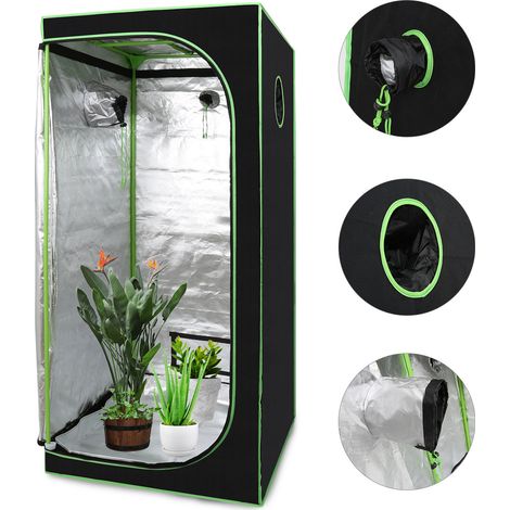 SWANEW Grow Room 80x80x180cm - Tenda idroponica con finestra di osservazione - Nero (1/5)
