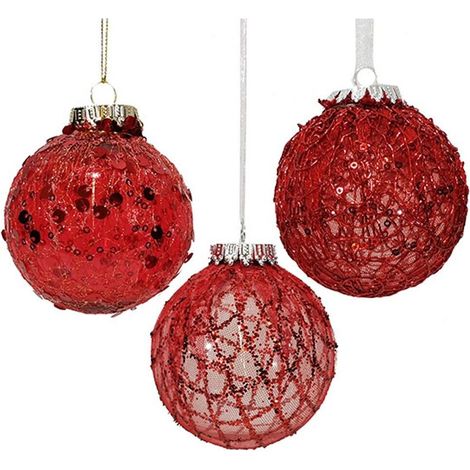 Palline rosse per Albero di Natale sfera Decorazioni natalizie addobbi particolari casa 10cm set 8 e 8cm set 12 - Diametro: diametro 10 cm pezzi 8 (1/4)