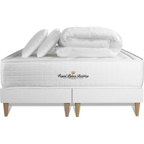 Komplettpaket Bett - Matratze 180x200 cm + Boxspringbett (Monoblock) + 2 Kopfkissen + Steppdecke - Buckingham