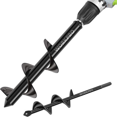 Workpro – Mèche pour tarière 40x220mm et 80x300mm – Acier au manganèse – Conception en spirale pour creusage efficace – Pour plantations variées