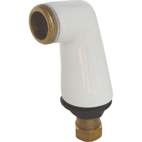 Raccord laiton droit blanc – Mâle 15/21 – Mâle 20/27 – Pour robinetterie murale – Compatible baignoire entraxe 150mm (1/3)