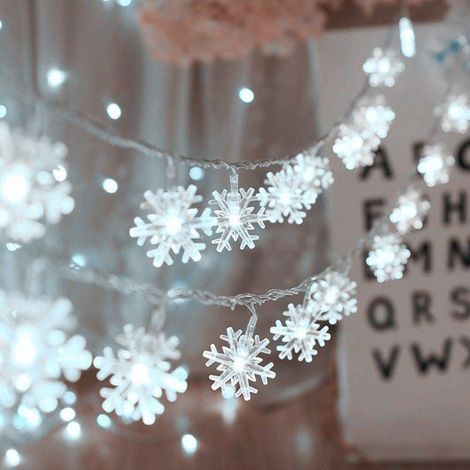 Lumière Flocon Neige Noël,Guirlandes Lumineuses Flocon Neige,Guirlandes lumineuses Noël,Rideau Lumineux Flocon Neige,Noël Chambre Chambre Intérieure et Extérieure (blanche) (1/5)