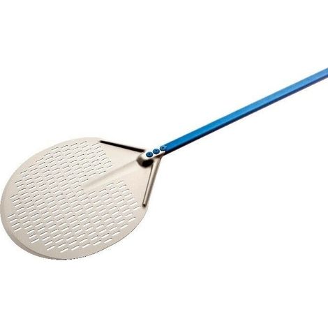 PALA PIZZA IN ALLUMINIO ANODIZZATO FORATA TONDA CM.33 GI,METAL