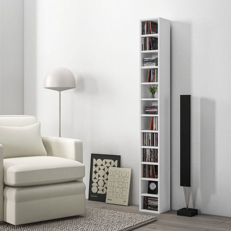 Rangement CD-DVD 12 compartiments 204 CD max 21×20×175 cm Blanc