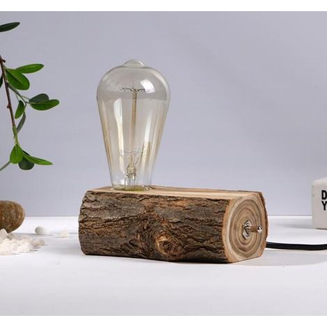 Bois Lampe de Table Vintage bureau Artisanal Lumière nuit (1/5)