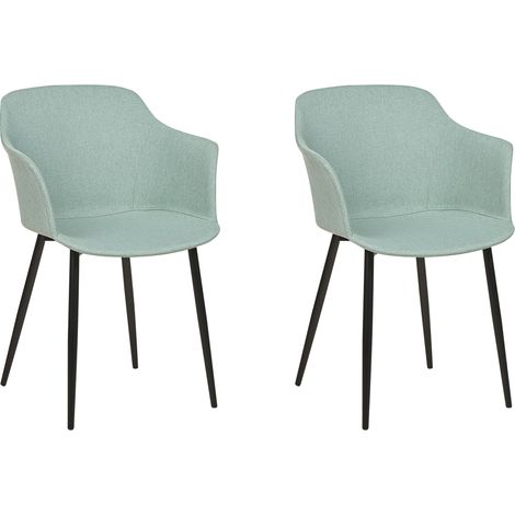 Conjunto de 2 sillas de comedor retro tapizadas con reposabrazos color verde menta Elim (1/5)