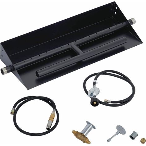 Brûleur de Foyer Encastrable Gaz 45 x 15 cm en Acier Carbone, 60 000 BTU, Compatible Gaz Naturel et Propane, pour Terrasse et Jardin (1/5)