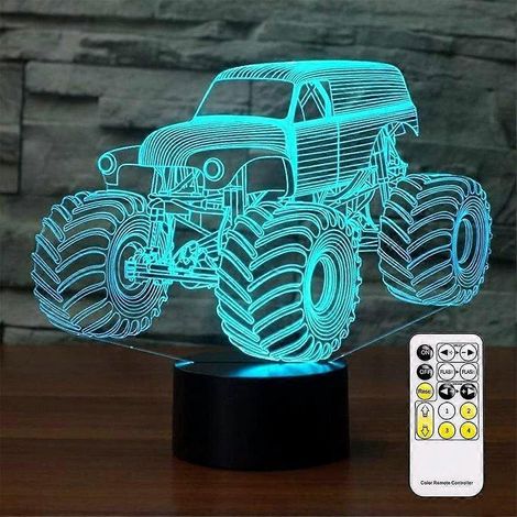 Veilleuse jouet à illusion d'optique 3D, télécommande, intensité réglable, alimentation par piles ou USB, 7 couleurs changeantes. Cadeau de Noël ou d'anniversaire pour garçons et filles. (1/5)