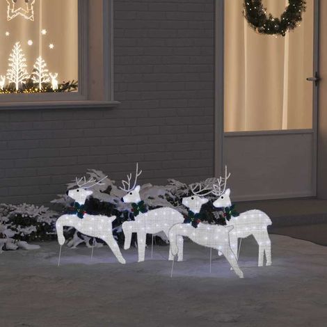 LED Rentiere 4 pcs Silber Stoff