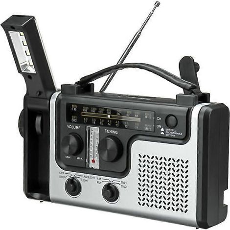 Radio solare multifunzionale da esterno, radio FM/AM portatile, altoparlante integrato, supporto LED di emergenza F (1/5)