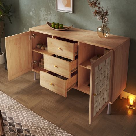 Aparador con 2 puertas y 3 cajones 120 cm OKMYHOME (1/5)