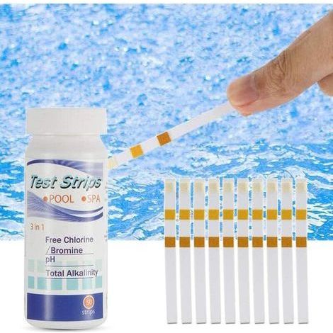 100 Pcs Swimming Pool PH Tester Paper, Swimming Pool Tester Strip, Water Hardness Test for Testing Free Chlorine, Total Alkalinity and pH, Spa Hot Tub Test, Cyanuric Acid Test (3 in 1) (1/5)