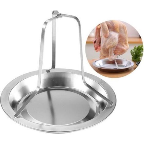 Acier Lnoxydable Support à Poulet, Rotissoire Verticale Poulet,Support Poulet,Rôtissoire de Poulet Amovible pour Four, Barbecue (1/4)