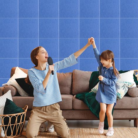 18 Stück Blau Akustikpaneele, Selbstklebend Quadratisch Akustik Panel, Wand Decke Schallschutzplatten Schallabsorber Schallschutz, für Studio Büro Akustische Behandlung, 30x30cm (1/5)