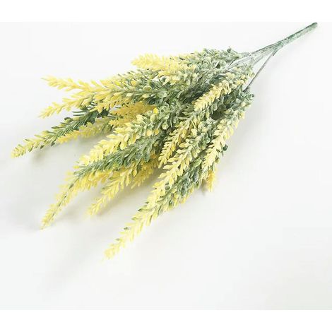 Lavande artificielle jaune déco Provence, fleurs simulées romantiques, plantes aquatiques imitation, blé décoratif, bouquet pour intérieur extérieur, ornement maison, 1 pièce (1/5)