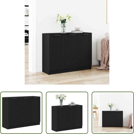 Holzwerkstoff -  Sideboard Schwarz Eichen-Optik 90,5 x 30 x 70 cm Holzwerkstoff (1/5)